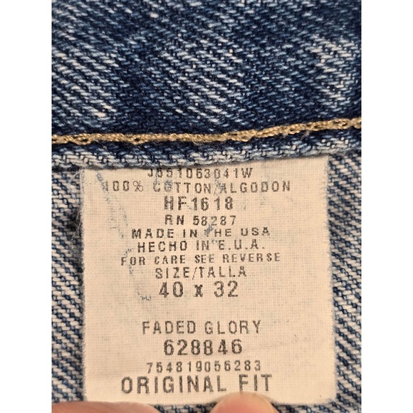 Vintage Y2K Faded Glory Original Fit Mens Jeans Denim 40 x 32 Cotton Made USA - Picture 7 of 15